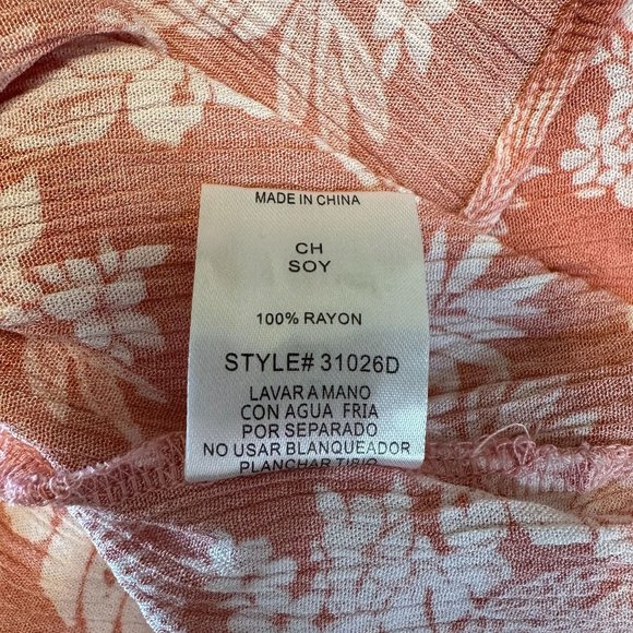 Kai Aloha Ocean Love Womens Peach Pink Floral Spaghetti Strap Mini Dress Size S - Picture 7 of 7